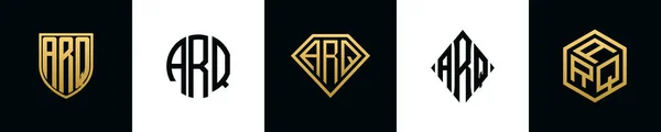 Początkowe Litery Logo Arq Projektuje Pakiet Zestaw Ten Zawierał Tarczę — Wektor stockowy