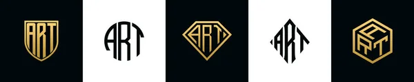 Lettere Iniziali Art Logo Disegni Bundle Questo Set Comprendeva Shield — Vettoriale Stock