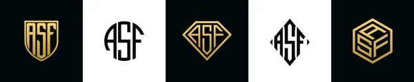Початкові Букви Asf Логотип Bundle Цей Набір Включав Shield Rounded — стоковий вектор