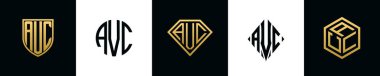 İlk harfler AVC logosu Bundle dizayn eder. Bu set Shield, Rounded, iki Diamond ve Hexgon stili içeriyordu.