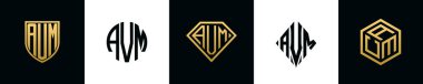 İlk harfler AVM logosu Bundle dizayn eder. Bu set Shield, Rounded, iki Diamond ve Hexgon stili içeriyordu.