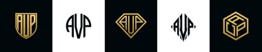 İlk harfler AVP logosu Bundle dizayn eder. Bu set Shield, Rounded, iki Diamond ve Hexgon stili içeriyordu.