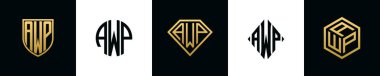 İlk harfler AWP logosu Bundle dizayn eder. Bu set Shield, Rounded, iki Diamond ve Hexgon stili içeriyordu.