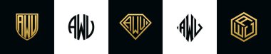 İlk harfler AWV logosu Bundle dizayn eder. Bu set Shield, Rounded, iki Diamond ve Hexgon stili içeriyordu.