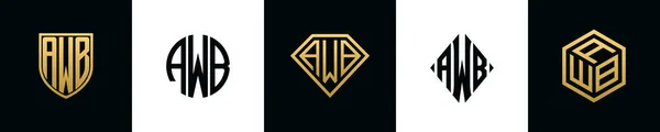 Первоначальные Буквы Awb Логотип Разрабатывает Пакет Комплект Вошли Shield Rochester — стоковый вектор
