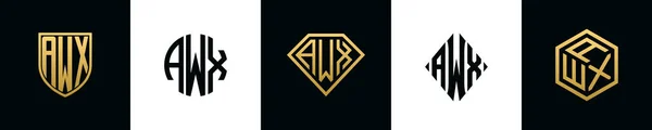 Первоначальные Буквы Awx Логотип Разрабатывает Пакет Комплект Вошли Shield Rochester — стоковый вектор