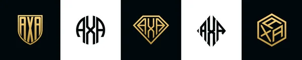 Harfler Axa Logosu Bundle Dizayn Eder Set Shield Rounded Iki — Stok Vektör