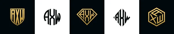 Αρχικά Γράμματα Axw Λογότυπο Σχεδιάζει Bundle Αυτό Σετ Περιλαμβάνει Shield — Διανυσματικό Αρχείο