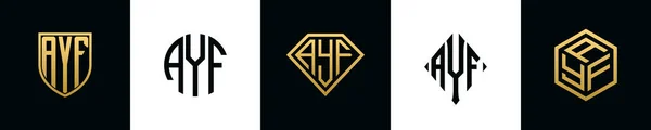 Первоначальные Буквы Ayf Логотип Разрабатывает Пакет Комплект Вошли Shield Rochester — стоковый вектор