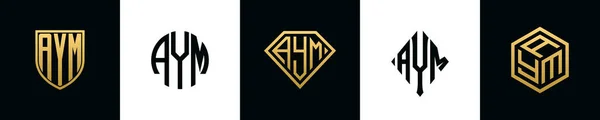 Первоначальные Буквы Aym Логотип Разрабатывает Пакет Комплект Вошли Shield Rochester — стоковый вектор