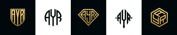 Αρχικά Γράμματα Ayr Λογότυπο Σχεδιάζει Bundle Αυτό Σετ Περιλαμβάνει Shield — Διανυσματικό Αρχείο