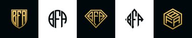 İlk harfler BFA logosu Bundle dizayn eder. Bu set Shield, Rounded, iki Diamond ve Hexgon stili içeriyordu.
