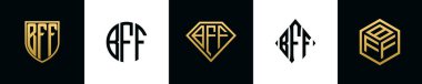 İlk harfler BFF logosu Bundle dizayn eder. Bu set Shield, Rounded, iki Diamond ve Hexgon stili içeriyordu.