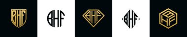 İlk harfler BHF logosu Bundle dizayn eder. Bu set Shield, Rounded, iki Diamond ve Hexgon stili içeriyordu.