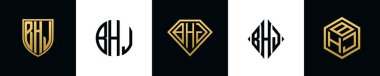 İlk harfler BHJ logosu Bundle dizayn eder. Bu set Shield, Rounded, iki Diamond ve Hexgon stili içeriyordu.