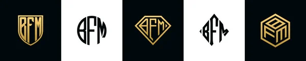 Letras Iniciais Bfm Logotipo Projetos Pacote Este Conjunto Incluiu Escudo —  Vetores de Stock