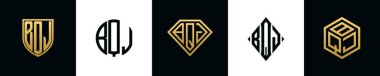 İlk harfler BQJ logosu Bundle dizayn eder. Bu set Shield, Rounded, iki Diamond ve Hexgon stili içeriyordu.
