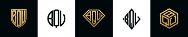 İlk harfler BQV logosu Bundle dizayn eder. Bu set Shield, Rounded, iki Diamond ve Hexgon stili içeriyordu.