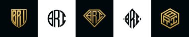 İlk harfler BRI logosu Bundle dizayn eder. Bu set Shield, Rounded, iki Diamond ve Hexgon stili içeriyordu.