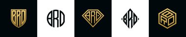 İlk harfler BRO logosu Bundle dizayn ediyor. Bu set Shield, Rounded, iki Diamond ve Hexgon stili içeriyordu.