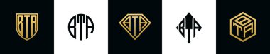 İlk harfler BTA logosu Bundle dizayn eder. Bu set Shield, Rounded, iki Diamond ve Hexgon stili içeriyordu.