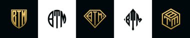 İlk harfler BTM logosu Bundle dizayn eder. Bu set Shield, Rounded, iki Diamond ve Hexgon stili içeriyordu.