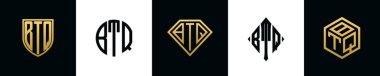 İlk harfler BTQ logosu Bundle dizayn eder. Bu set Shield, Rounded, iki Diamond ve Hexgon stili içeriyordu.