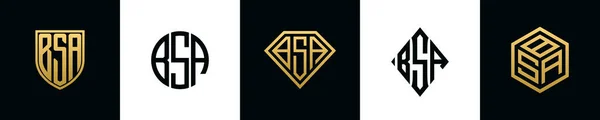Letras Iniciais Bsa Design Logotipo Pacote Este Conjunto Incluiu Escudo — Vetor de Stock