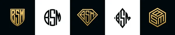 Начальные Буквы Bsm Логотип Разрабатывает Пакет Комплект Вошли Shield Rochester — стоковый вектор