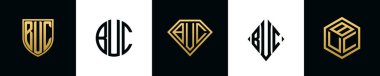 İlk harfler BUC logosu Bundle dizayn eder. Bu set Shield, Rounded, iki Diamond ve Hexgon stili içeriyordu.