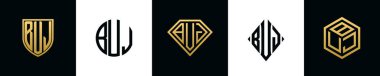 BuJ logosu ilk harfleri Bundle dizayn eder. Bu set Shield, Rounded, iki Diamond ve Hexgon stili içeriyordu.