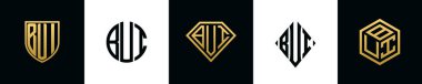 İlk harfler BUI logosu Bundle dizayn eder. Bu set Shield, Rounded, iki Diamond ve Hexgon stili içeriyordu.