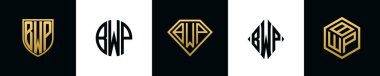 İlk harfler BWP logosu Bundle dizayn eder. Bu set Shield, Rounded, iki Diamond ve Hexgon stili içeriyordu.
