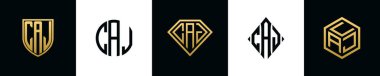 Baş harfler CAJ logosu Bundle dizayn eder. Bu set Shield, Rounded, iki Diamond ve Hexgon stili içeriyordu.