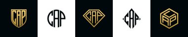 Baş harfler CAP logosu Bundle dizayn eder. Bu set Shield, Rounded, iki Diamond ve Hexgon stili içeriyordu.