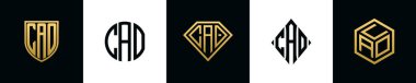 Baş harfler CAO logosu Bundle dizayn eder. Bu set Shield, Rounded, iki Diamond ve Hexgon stili içeriyordu.