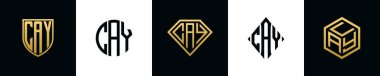 Baş harfler CAY logosu Bundle dizayn eder. Bu set Shield, Rounded, iki Diamond ve Hexgon stili içeriyordu.