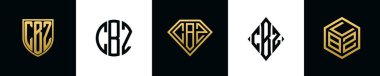 İlk harfler CBZ logosu Bundle dizayn eder. Bu set Shield, Rounded, iki Diamond ve Hexgon stili içeriyordu.