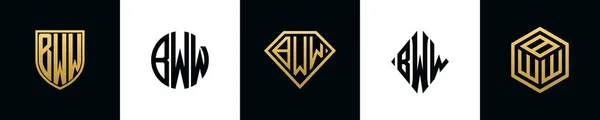 Bww 로고의 글자는 Bundle 디자인 세트는 다이아몬드와 스타일을 포함합니다 — 스톡 벡터