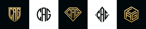 Letras Iniciais Cag Logo Designs Bundle Este Conjunto Incluiu Escudo — Vetor de Stock