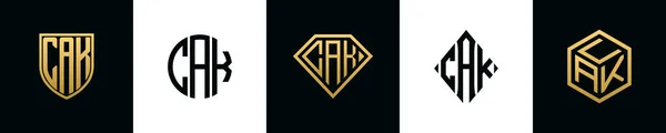 Anfangsbuchstaben Cak Logo Designs Bundle Dieses Set Beinhaltete Schild Abgerundet — Stockvektor
