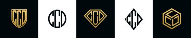 İlk harfler CCD logosu Bundle dizayn eder. Bu set Shield, Rounded, iki Diamond ve Hexgon stili içeriyordu.