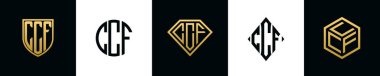 İlk harfler CCF logosu Bundle dizayn eder. Bu set Shield, Rounded, iki Diamond ve Hexgon stili içeriyordu.