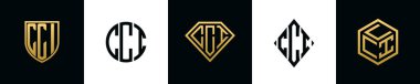İlk harfler CCI logosu Bundle dizayn eder. Bu set Shield, Rounded, iki Diamond ve Hexgon stili içeriyordu.