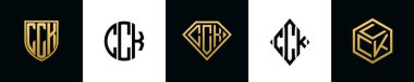 İlk harfler CCK logosu Bundle dizayn eder. Bu set Shield, Rounded, iki Diamond ve Hexgon stili içeriyordu.