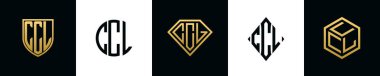 İlk harfler CCL logosu Bundle dizayn eder. Bu set Shield, Rounded, iki Diamond ve Hexgon stili içeriyordu.