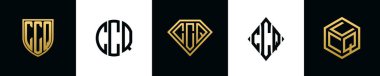 İlk harfler CCQ logosu Bundle dizayn eder. Bu set Shield, Rounded, iki Diamond ve Hexgon stili içeriyordu.