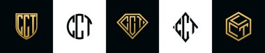 İlk harfler CCT logosu Bundle dizayn eder. Bu set Shield, Rounded, iki Diamond ve Hexgon stili içeriyordu.