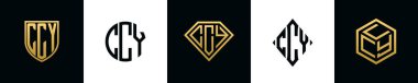 İlk harfler CCY logosu Bundle dizayn eder. Bu set Shield, Rounded, iki Diamond ve Hexgon stili içeriyordu.