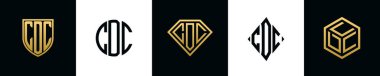 İlk harfler CDC logosu Bundle dizayn eder. Bu set Shield, Rounded, iki Diamond ve Hexgon stili içeriyordu.